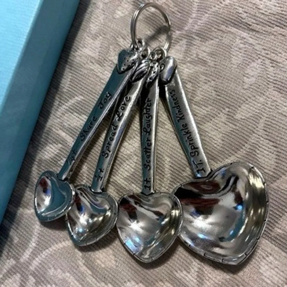Basic Spirit Heart Measuring Spoons Pewter Inspirational Set with Gift Box‎